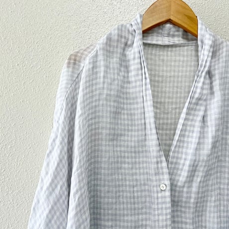 nest Robe リネンガーゼギンガムブラウス