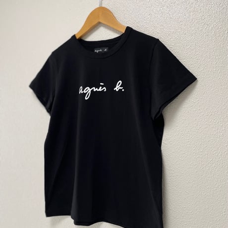 agnes b. ロゴプリント コットン 半袖Tシャツ