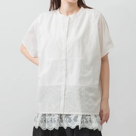 【5色展開】select 刺繍切替ブラウス