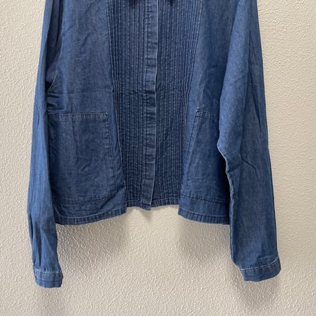 mizuiro ind デニムピンタックショートシャツ