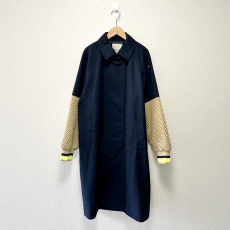 BLANC basque T/W強撚ツイル✕アラン編み異素材 MIXステンカラーコート 23AW