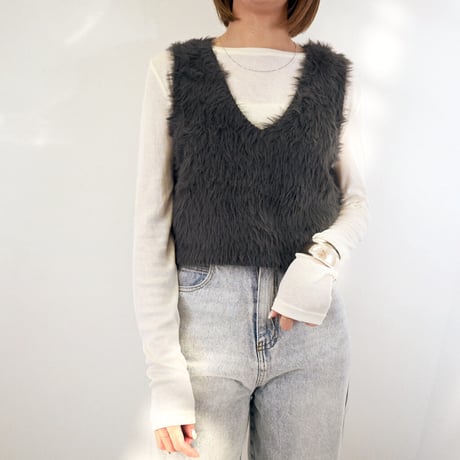 【4色展開】select フェザーヤーンVネックベスト