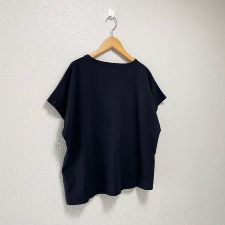 2025SS / grin オーガニックエーゲ海天竺 コーヒー刺繍ドルマンTシャツ（ブラック）