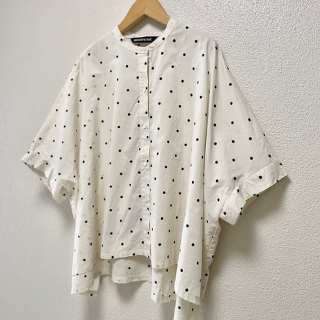 mizuiroind ドットプリントバンドカラーワイドシャツ