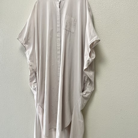 mizuiro ind バックギャザーノースリーブ ロングシャツワンピース【ベージュ】