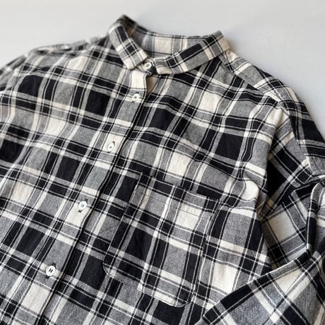 nest Robe コットンリネンチェックシャツ