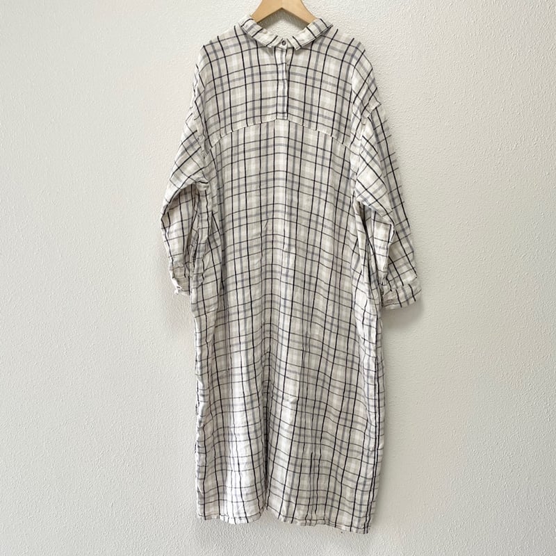 美品　ネストローブ　リネンチェック2WAYワンピース　日本製　チェック柄 nest Robe リネンチェック2wayワンピース タータンチェック