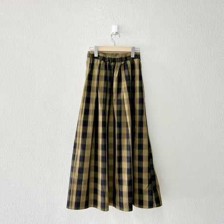 BEAMS HEART チェック柄 タックフレアスカート