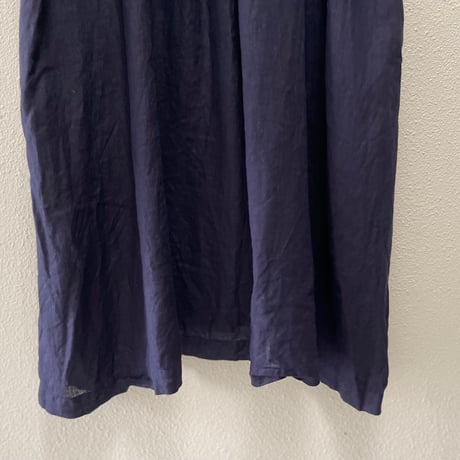 nest Robe リネンバンドカラースモックワンピース 【ネイビー】