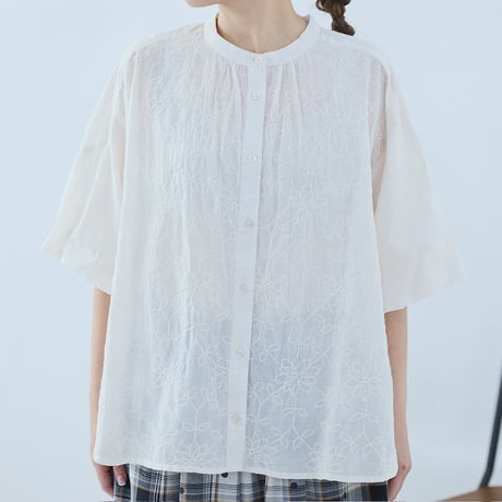 【3色展開】select シフリー刺繍 コットンボイルブラウス
