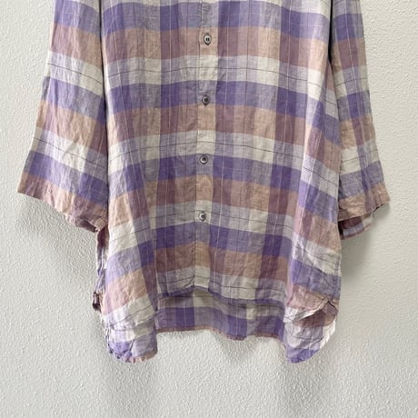 nest Robe CONFECT リネンチェック 7分袖シャツ