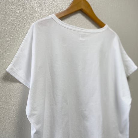 2025SS / grin オーガニックエーゲ海天竺 コーヒー刺繍ドルマンTシャツ（ホワイト）