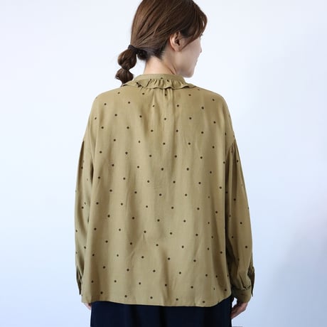 【3色展開】select フリル襟ドット柄ブラウス