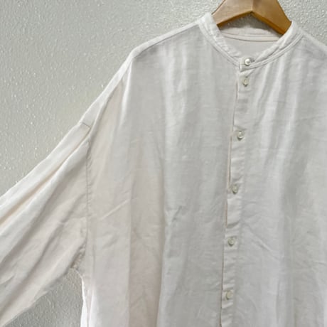 nest Robe リネンタックスリーブバンドカラーブラウス