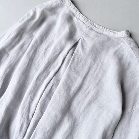 nest Robe リネンバンドカラースモックワンピース 【ブルーグレー】