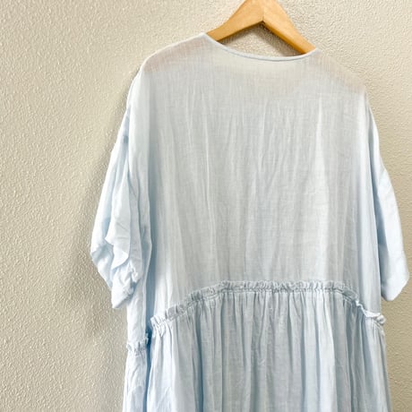 nest Robe リネンタックギャザー半袖ワンピース