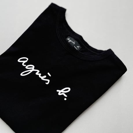 agnes b. ロゴプリント コットン 半袖Tシャツ