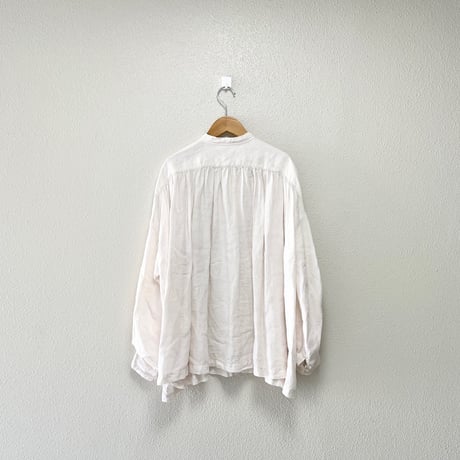 nest Robe リネンタックスリーブバンドカラーブラウス