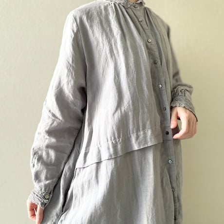 nest Robe リネンレース襟ギャザーワンピース