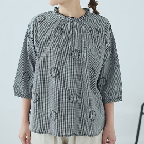 【3色展開】select サークル刺繍 コットンブラウス
