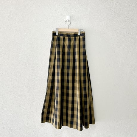 BEAMS HEART チェック柄 タックフレアスカート