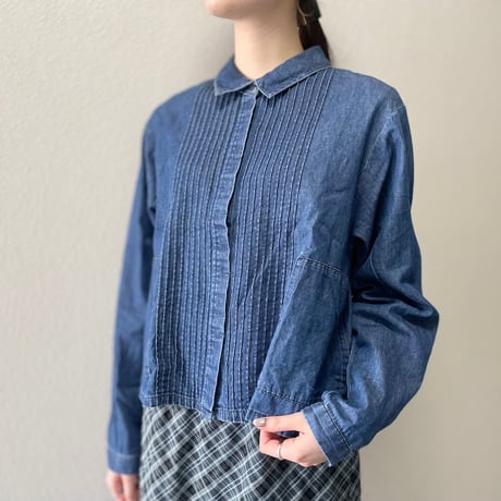 mizuiro ind デニムピンタックショートシャツ