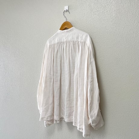 nest Robe リネンタックスリーブバンドカラーブラウス
