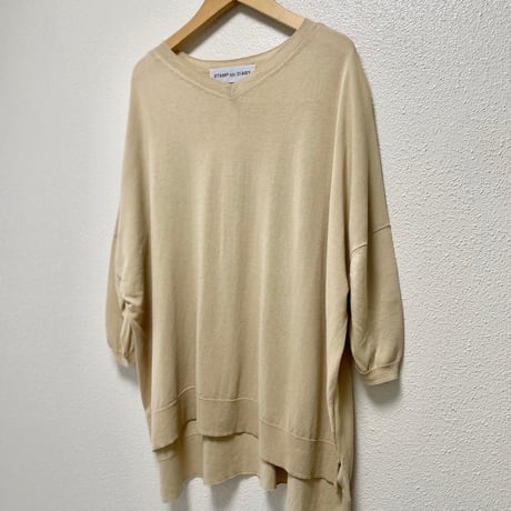 販売継続品/ STAMP AND DIARY スイスコットンVネックワイドプルオーバー