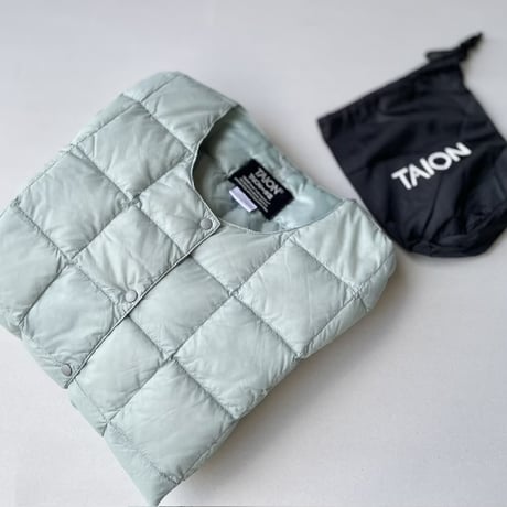 販売継続品/ TAION  BASIC CREWNECK BUTTON  INNER DOWN JACKET ice mint