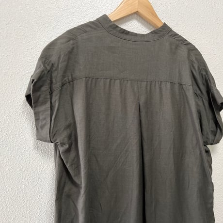 soeur7 フレンチスリーブリネンブレンドワンピース