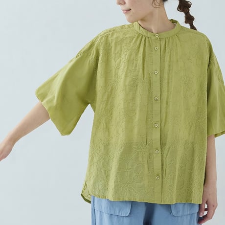 【3色展開】select シフリー刺繍 コットンボイルブラウス