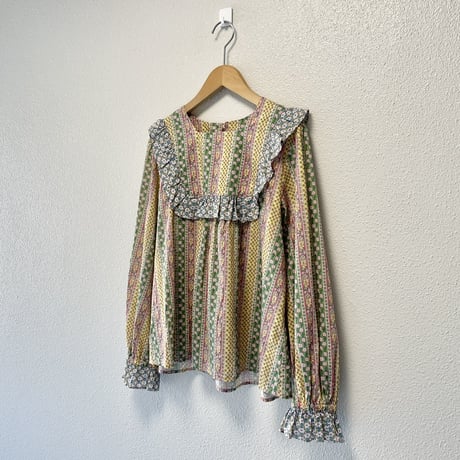 2025SS / Dot＆Stripes CHILD WOMAN リバティプリント パッチワークブラウス