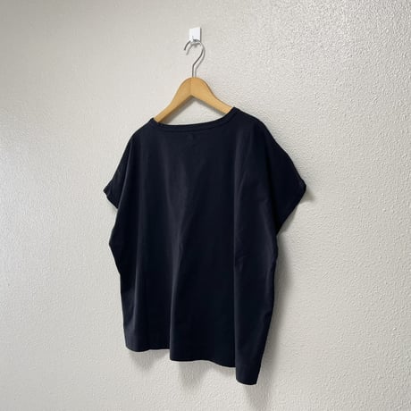 2025SS / grin オーガニックエーゲ海天竺 コーヒー刺繍ドルマンTシャツ（ブラック）