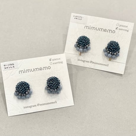 mimumemo 3種のビーズの耳飾り