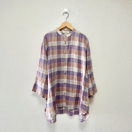 nest Robe CONFECT リネンチェック 7分袖シャツ