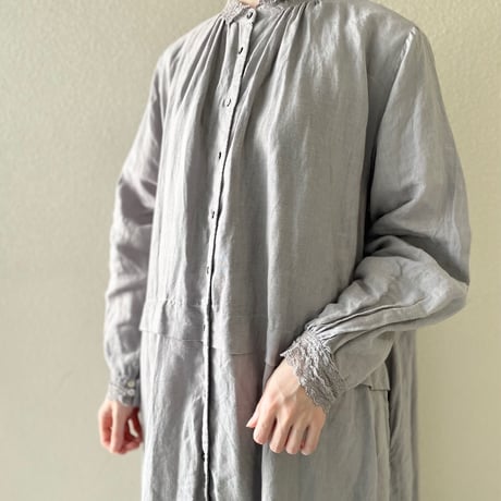 nest Robe リネンレース襟ギャザーワンピース