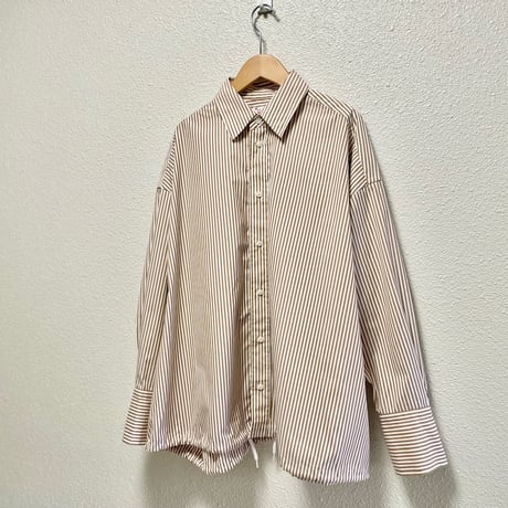 2025SS Spick & Span CO/PEストライプヘムギャザーシャツ
