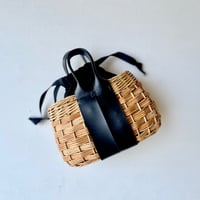 handmade 本革×籐 カゴバッグ