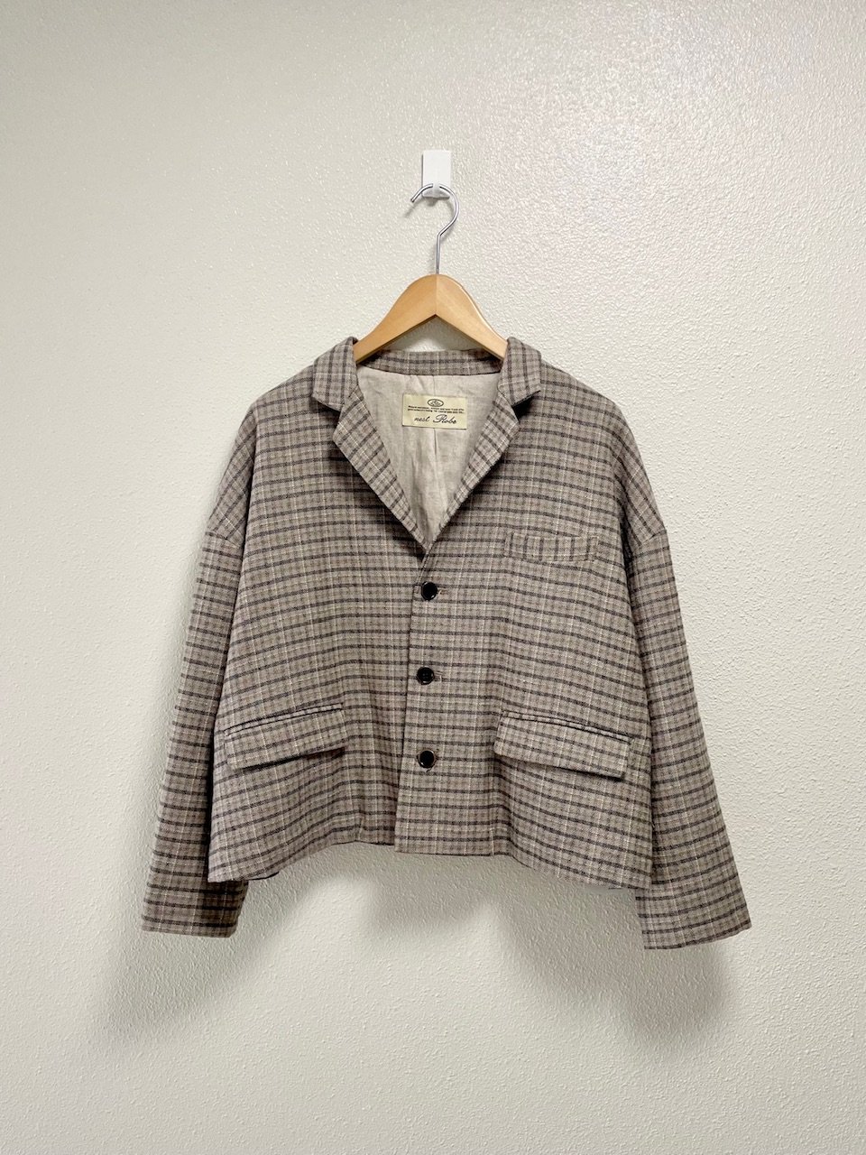 459y*美品 ネストローブ ウール混 撚り杢 チェック ジャケット. nest Robe 撚り杢チェックジャケット | Lisululu online