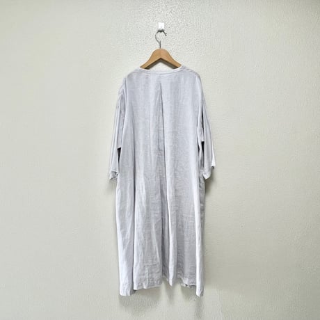 nest Robe リネンバンドカラースモックワンピース 【ブルーグレー】