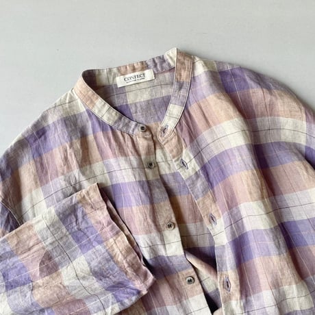 nest Robe CONFECT リネンチェック 7分袖シャツ