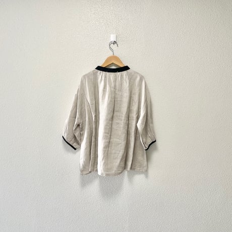 nous rendent heureux ヌーランドオロー リネンバイカラーリボン付きブラウス