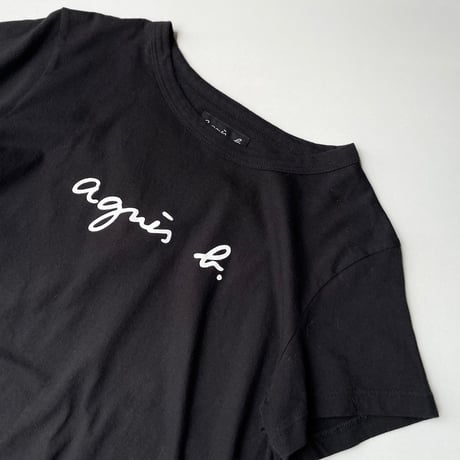 agnes b. ロゴプリント コットン 半袖Tシャツ