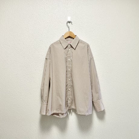 2025SS Spick & Span CO/PEストライプヘムギャザーシャツ