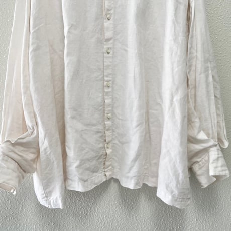 nest Robe リネンタックスリーブバンドカラーブラウス