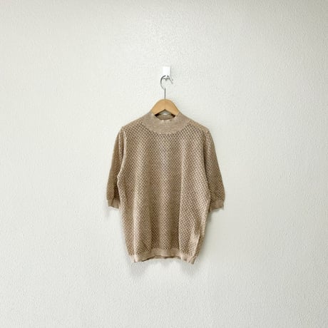 Malle chambre de charme ラミー/コットン 透かし編みハイネックサマーセーター
