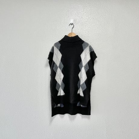 MidiUmi  アーガイルタートルネックベスト