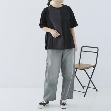 【3色展開】 select パッチワーク切替カットソー