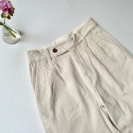 MHL. コットンリネンヘリンボーンパンツ