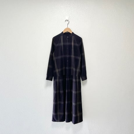 Manna タイプライターチェックシャツワンピース